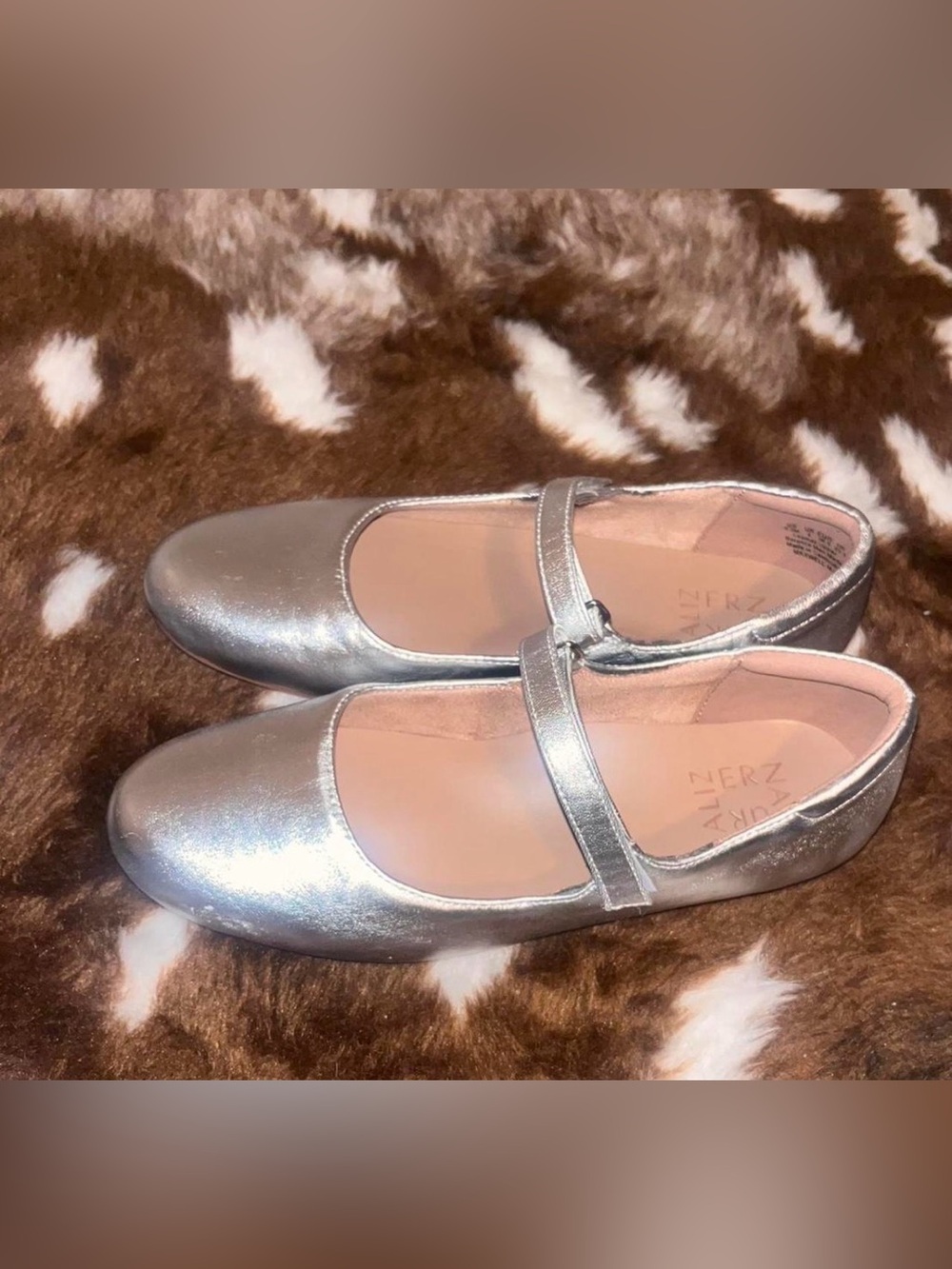 Naturalizer Leather Silver Mary Janes